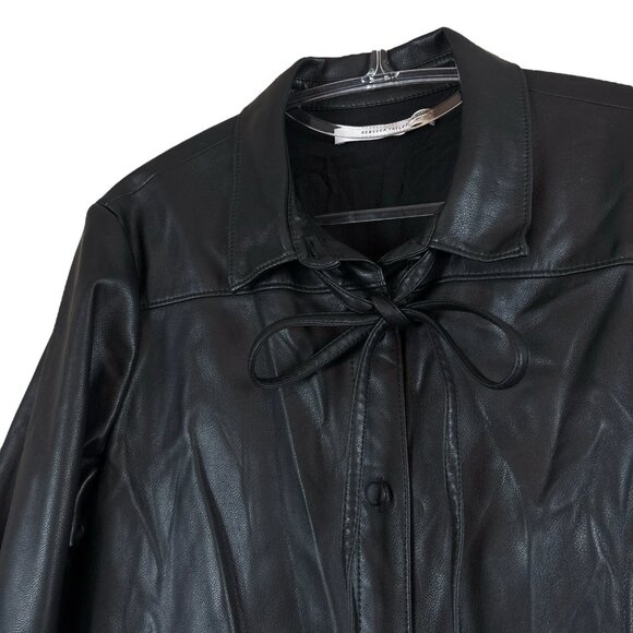 Rebecca Taylor RTR Faux Leather Buttoned Long Sleeve Romper Black Size 6 - Picture 5 of 13